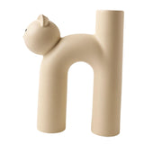 Maxbell Ceramic Vase Cute Tubular Cat Shape Art Crafts for Bedroom tabletop Beige