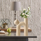 Maxbell Ceramic Vase Cute Tubular Cat Shape Art Crafts for Bedroom tabletop Beige