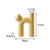 Maxbell Ceramic Vase Cute Tubular Cat Shape Art Crafts for Bedroom tabletop Yellow