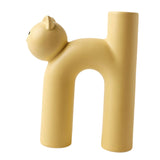 Maxbell Ceramic Vase Cute Tubular Cat Shape Art Crafts for Bedroom tabletop Yellow