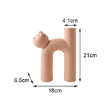 Maxbell Ceramic Vase Cute Tubular Cat Shape Art Crafts for Bedroom tabletop Pink