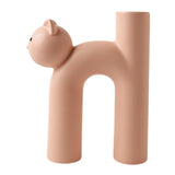 Maxbell Ceramic Vase Cute Tubular Cat Shape Art Crafts for Bedroom tabletop Pink