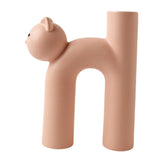 Maxbell Ceramic Vase Cute Tubular Cat Shape Art Crafts for Bedroom tabletop Pink