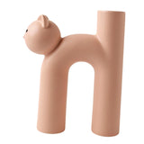 Maxbell Ceramic Vase Cute Tubular Cat Shape Art Crafts for Bedroom tabletop Pink