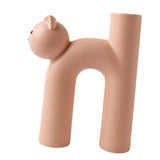 Maxbell Ceramic Vase Cute Tubular Cat Shape Art Crafts for Bedroom tabletop Pink
