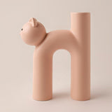 Maxbell Ceramic Vase Cute Tubular Cat Shape Art Crafts for Bedroom tabletop Pink