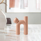 Maxbell Ceramic Vase Cute Tubular Cat Shape Art Crafts for Bedroom tabletop Pink