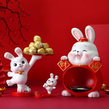 Maxbell Rabbit Statue Figurine Resin Decorative for Bookshelf Living Room Office Big Belly