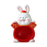 Maxbell Rabbit Statue Figurine Resin Decorative for Bookshelf Living Room Office Big Belly