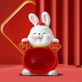 Maxbell Rabbit Statue Figurine Resin Decorative for Bookshelf Living Room Office Big Belly