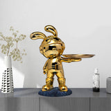 Maxbell Rabbit Desk Storage Tray Statue Creative Figurine Decor Apartment Office Aureate