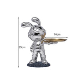 Maxbell Rabbit Desk Storage Tray Statue Creative Figurine Decor Apartment Office Argent