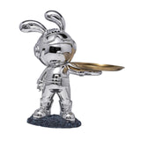 Maxbell Rabbit Desk Storage Tray Statue Creative Figurine Decor Apartment Office Argent