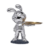 Maxbell Rabbit Desk Storage Tray Statue Creative Figurine Decor Apartment Office Argent