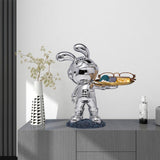 Maxbell Rabbit Desk Storage Tray Statue Creative Figurine Decor Apartment Office Argent