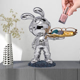 Maxbell Rabbit Desk Storage Tray Statue Creative Figurine Decor Apartment Office Argent