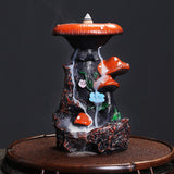 Maxbell Creative Backflow Incense Burner Mushroom Figurine for Home Office Indoor