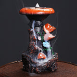 Maxbell Creative Backflow Incense Burner Mushroom Figurine for Home Office Indoor