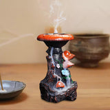 Maxbell Creative Backflow Incense Burner Mushroom Figurine for Home Office Indoor