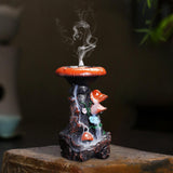 Maxbell Creative Backflow Incense Burner Mushroom Figurine for Home Office Indoor