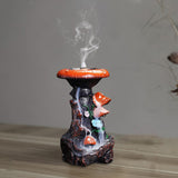 Maxbell Creative Backflow Incense Burner Mushroom Figurine for Home Office Indoor