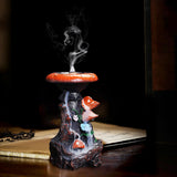 Maxbell Creative Backflow Incense Burner Mushroom Figurine for Home Office Indoor