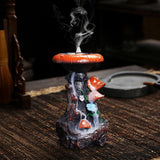 Maxbell Creative Backflow Incense Burner Mushroom Figurine for Home Office Indoor