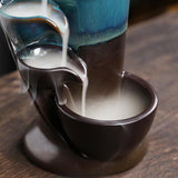 Maxbell Ceramic Incense Holder Desk Backflow Incense Burner for Home Decor Cafe Gift Blue