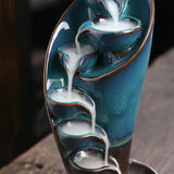 Maxbell Ceramic Incense Holder Desk Backflow Incense Burner for Home Decor Cafe Gift Blue