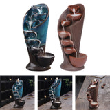 Maxbell Ceramic Incense Holder Desk Backflow Incense Burner for Home Decor Cafe Gift Blue