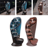 Maxbell Ceramic Incense Holder Desk Backflow Incense Burner for Home Decor Cafe Gift Blue