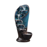 Maxbell Ceramic Incense Holder Desk Backflow Incense Burner for Home Decor Cafe Gift Blue