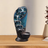 Maxbell Ceramic Incense Holder Desk Backflow Incense Burner for Home Decor Cafe Gift Blue