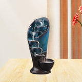 Maxbell Ceramic Incense Holder Desk Backflow Incense Burner for Home Decor Cafe Gift Blue