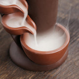 Maxbell Ceramic Incense Holder Desk Backflow Incense Burner for Home Decor Cafe Gift Brown