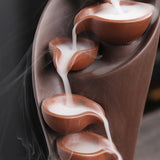 Maxbell Ceramic Incense Holder Desk Backflow Incense Burner for Home Decor Cafe Gift Brown