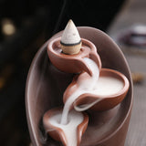 Maxbell Ceramic Incense Holder Desk Backflow Incense Burner for Home Decor Cafe Gift Brown