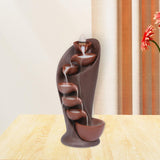 Maxbell Ceramic Incense Holder Desk Backflow Incense Burner for Home Decor Cafe Gift Brown