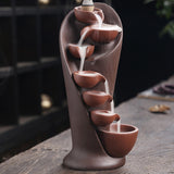 Maxbell Ceramic Incense Holder Desk Backflow Incense Burner for Home Decor Cafe Gift Brown