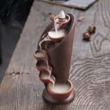 Maxbell Ceramic Incense Holder Desk Backflow Incense Burner for Home Decor Cafe Gift Brown