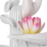 Maxbell Ceramic Buddha Hand Backflow Incense Holder Exquisite Workmanship Elegant Pink Flower White
