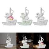 Maxbell Ceramic Buddha Hand Backflow Incense Holder Exquisite Workmanship Elegant Pink Flower White