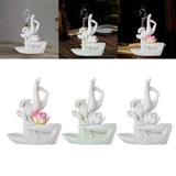 Maxbell Ceramic Buddha Hand Backflow Incense Holder Exquisite Workmanship Elegant Pink Flower White
