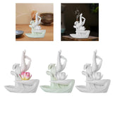 Maxbell Ceramic Buddha Hand Backflow Incense Holder Exquisite Workmanship Elegant Pink Flower White