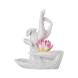 Maxbell Ceramic Buddha Hand Backflow Incense Holder Exquisite Workmanship Elegant Pink Flower White