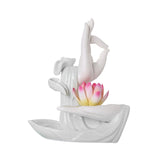 Maxbell Ceramic Buddha Hand Backflow Incense Holder Exquisite Workmanship Elegant Pink Flower White