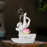 Maxbell Ceramic Buddha Hand Backflow Incense Holder Exquisite Workmanship Elegant Pink Flower White