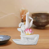 Maxbell Ceramic Buddha Hand Backflow Incense Holder Exquisite Workmanship Elegant Pink Flower White