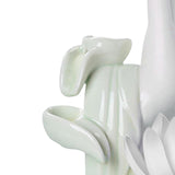 Maxbell Ceramic Buddha Hand Backflow Incense Holder Exquisite Workmanship Elegant White Flower Cyan