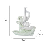 Maxbell Ceramic Buddha Hand Backflow Incense Holder Exquisite Workmanship Elegant White Flower Cyan